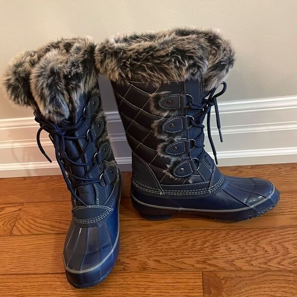 Khombu Women's Fleece Lined Boots Lace Up Rubber Toe Size 8 - Picture 3 of 9